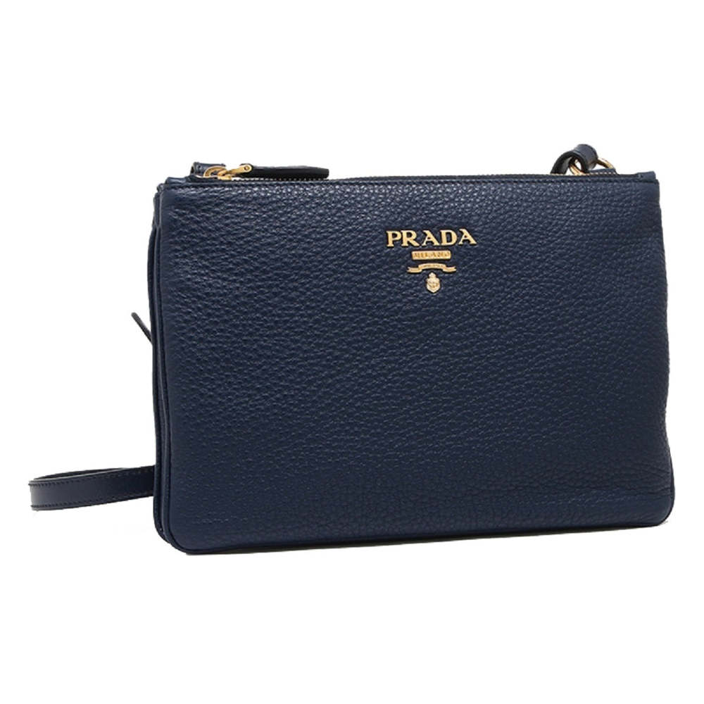 Prada Navy Blue Vitello Phenix Bandoliera Leather Crossbody Bag - Picture 3 of 8